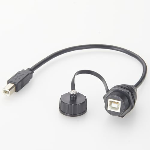 Plinkwirekb IP67 vattentät USB 2.0 typ B inbyggd förlängningskabel (kontakt till hona) 30 cm, för fartygs- och fordonselektronik och industriell automatiseringsteknik