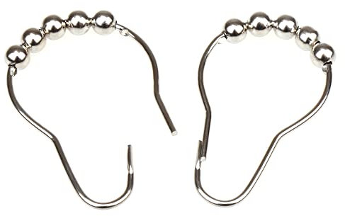 H&S Anelli per Tende da Doccia Antiruggine con Rotelle a Sfera - 14 Pezzi - Ganci Bagno in Acciaio Inox Resistenti - Gancio Tenda per Bastone Doccia Antiruggine