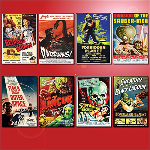 Classic B Movie Film Poster Kühlschrankmagnete - Set von 8 großen Kühlschrankmagnete No.2