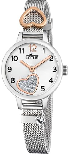 LOTUS Orologio Bambina Analogico in Acciaio Inossidabile 316L Argento – Movimento al Quarzo – Orologio Bambini – Vetro Minerale Alta Resistenza 18659/1 – Con Bracciale Regalo – Junior Collection