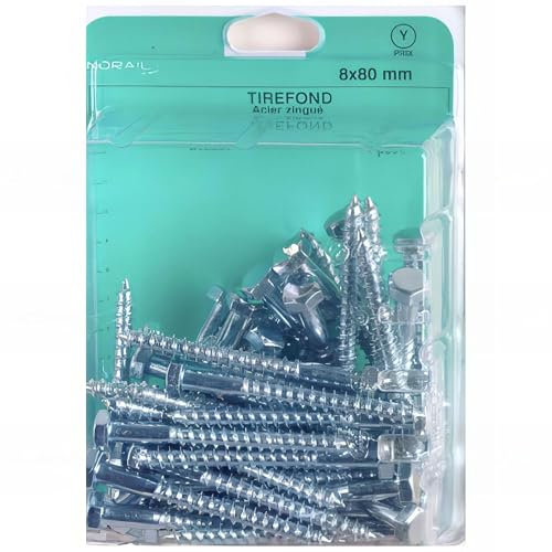 Blister de 20 tirefonds tête hexagonale 10 x 60 mm - Zingué - TIR1006002CP20