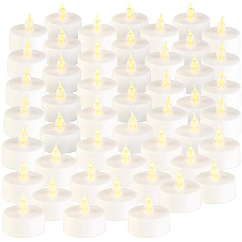 Lunartec LED Teelichter Batterie: 48er-Set LED-Teelichter mit flackerndem Licht, Batteriebetrieb (ohne Flammen, Kleine mit Batterie, Stimmungslicht)