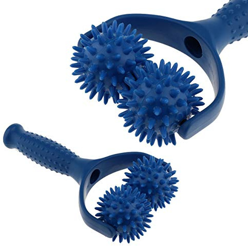 Xrten Massage Rolle mit 2 Kugeln Massagebälle, Selbstmassagerolle Massagegerät Muscle Roller mit mit Griff für Beine Rücken Arme Schultern