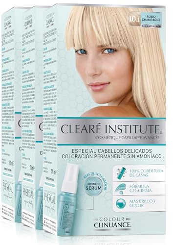 Clinuance | Permanent färg för ömtåligt hår | Utan Ammoniak, Parabener, Silikon | Mer ljusstyrka, djup färg, 100 % täckning | 10,1 Champagneblond (x3)