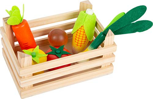 Small Foot 11754 Kaufladen-Gemüse mit Kiste, Zubehör aus Holz für die Kinderküche, Rollenspielzeug für Kinder ab 3 Toys