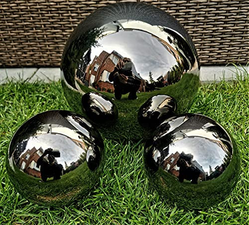 Jürgen Bocker Gartenambiente Dekokugel schwarz poliert 3er Set 30-15-15 cm aus Edelstahl Kugel Dekorationskugel Gartenkugel