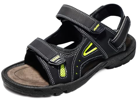 JOMIX Sandales Homme avec Scratch Chaussures de Randonnée d'été pour Plage Piscine Sport Marche, 02 Noir, 42 EU