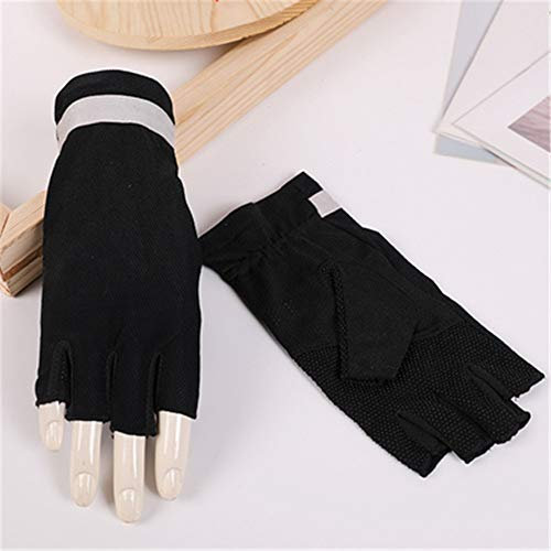 Sonnenschutzhandschuhe UPF50 + elastische atmungsaktive halbe Fingerhandschuhe rutschfeste Outdoor-Sporthandschuhe for Herren (Color : Black, Size : One size)