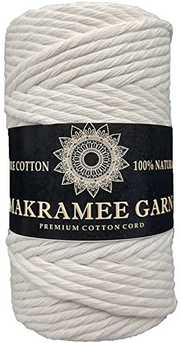 Makramee Garn. Baumwollgarn Kordel. 100% Natur Baumwoll-Kordel. Perfekt für Basteln, DIY, Handwerk & Stricken. 100% Natur Baumwollgarn, Dicke Macrame Cord (natürlich, ungefärbt, 5mm/100m)