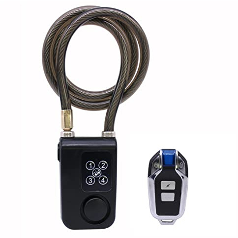 Mengshen Bike Lock with Remote Control, Anti-Theft Vibration Alarm with 31 Inch Cable Length, IP55 Waterproof for Bicycle Motorcycle Door Fence Gate Scooter Baby Stroller (Black)