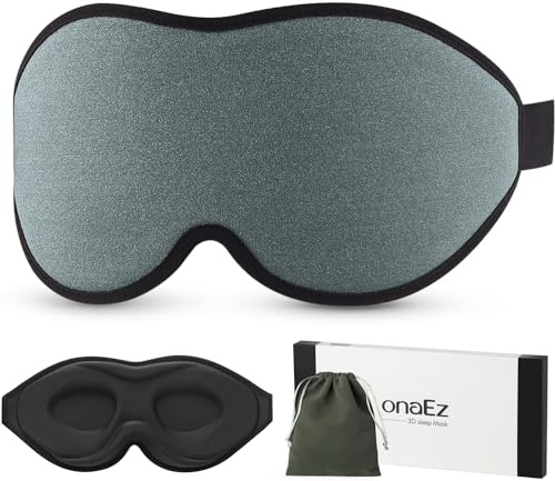 3D sovmask för män och kvinnor, onaEz 2022 förbättrad helljusblockerande ögonmask, 12 mm fördjupade ögongrottor och höj näskuddar, sidensovglasögon för resor, tupplur