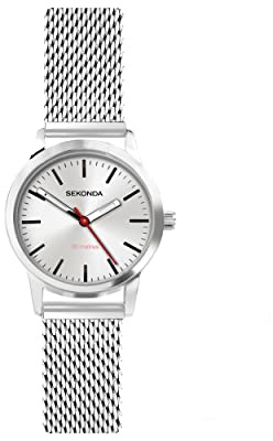 Sekonda Nordic Damen-Quarzuhr mit Analog-Anzeige von 28 mm, Weiß, silberfarbenes Netz, Armband