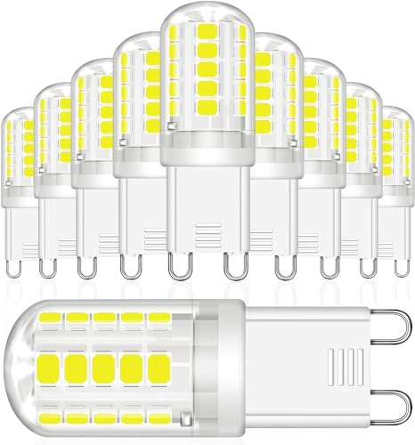 LEDYA G9 LED Lampe Kaltes Weiß 6000K, 3W 380 Lumen G9 Glühbirne Ersatz 30W-40W Halogenlampe,G9 LED Leuchtmittel Kein Flackern, Enegiesparende G9 Birne, Nicht Dimmbar Kein Flackern, 10er Set