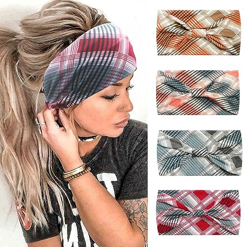 6Pcs Bandana Haarbänder Boho Haarschmuck Erwachsene Frauen Vintage breite Stirnbänder für Frauen Twist elastische Turban Anti-Rutsch-Haar-Schal