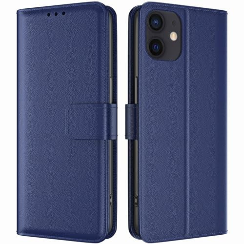 TQIAHF Handyhülle für iPhone 12 / iPhone 12 Pro Hülle Klapphülle Leder Klappbar Tasche Flip Cover Case Schutzhülle mit Kartenfach Stoßfest Komplettschutz Etui Lederhülle Handytasche,Dunkelblau