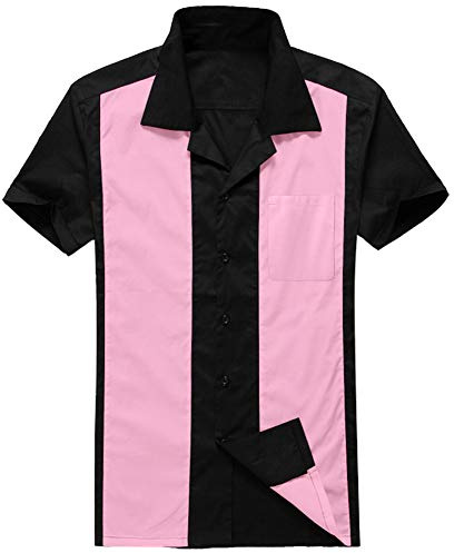 Anchor MSJ Camicie da uomo in cotone stile vintage anni '50, stile Rockabilly, stile hip pop, bowling, casual