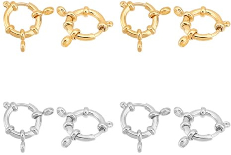 UNICRAFTALE 8 Stk 2 Farben 304 Edelstahl Federring Verschlüsse Runde Verschlüsse Mit Biegeringen Golden Federring Schmuckverschluss Armbänder Schmuckverbinder Für Halsketten Schmuckherstellung