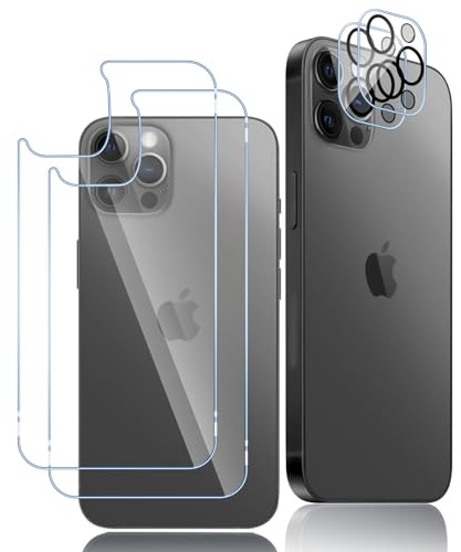 Oelrstfe Rückseite Schutzfolie für iPhone 12 Pro Max mit Kameraschutz [2+2 Stück],9H Härte Zurück Hinten Displayschutzfolie,Bläschenfrei Kratzfest Ultra-Transparent Back Displayschutz Schutzglas