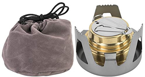 ZAWELIYO Mini Brûleur de Cuisine Portable Réchaud à Alcool Léger Sac en Velours Portable Barbecue Camping Extérieur Ultra Léger (Gris)