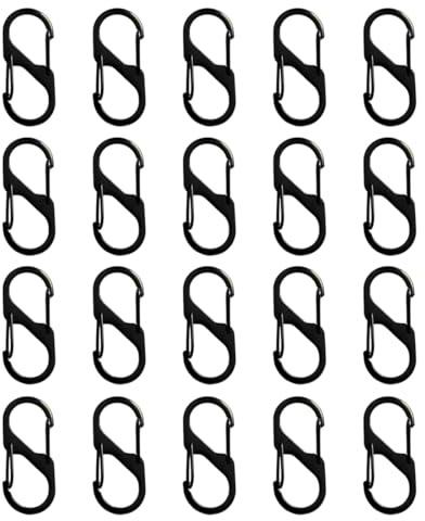 JAMAKALA 20PCS S Carabiner Keyring Clip,Dual Spring Opening Keychain Clip,S Shaped Double Snap Hooks Anti Theft Carabiner Clips,Mini S Type Buckle Clips Hooks for Outdoor Hiking Camping Traveling