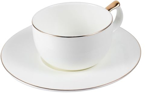 Garneck 1 Set Cup Saucer Fine Bone China Tea Kit for Coffee Tea Water Milk Juice Soda Beer Suitable for Home Office Restaurant