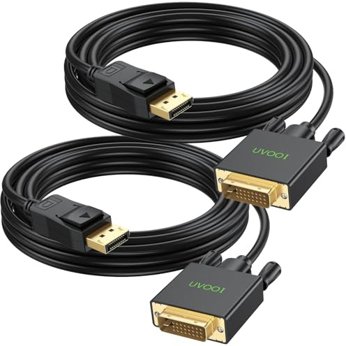 UVOOI 4K DisplayPort to DVI Cable 10ft 2-Pack, DP to DVI Display Cable Cord Male to Male for Computer, PC, Monitor, TV, Projector and More
