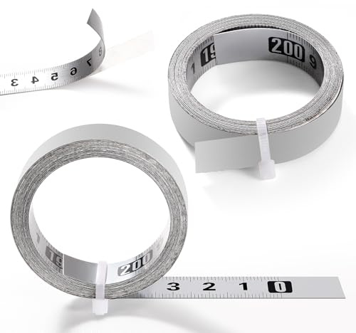 YIXISI 2 PCS 2m Self Adhesive Tape Measure, Self-Adhesive Metric Tape Measure From, Right to Left Measure Tape, Self Adhesive Measuring Tape, for T-Track Woodworking, Silver