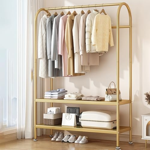FREUPGU Kleiderständer, Kleiderstange, Minimalistisches Design Kleiderständer, Raum Kleiderstange, Multifunktionale Schlafzimmer Kleiderständer, für Schlafzimmer, Ankleidezimmer(Gold,100cm/39.4in)