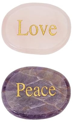 NICENEEDED Piedra de Preocupación, Cristales Curativos de Amatista Y Ojos de Tigre Piedras para el Pulgar Piedras Preciosas de Bolsillo, Piedra de Relajación Natural Ovalada para Meditación