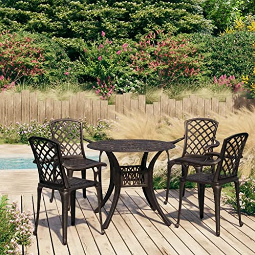 Gartenmöbel-Set, 5-teilig, Bistro-Set, Aluminiumguss, Bronze