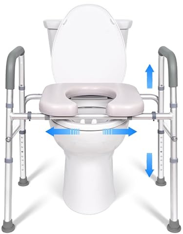 ejlaikmm Raised Toilet Seat with Handles and Frame,Toilet Seat Riser for Seniors,Adjustable Commode Chair for Toilet,Bedside Commode Toilet for Seniors,Disabled Toilet Seat Elevated Toilet Seat for E