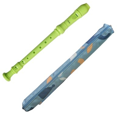 Farcaya Soprano Recorder Instrument for Beginners German Style C Key 8 Hole Descant Music with Clean Rod Storage Case (Green)