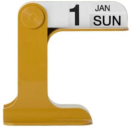 YUMIN Flippable Calendar Rotatable Desk Calendar Art Crafts Ornaments Home Decoration Spare Parts Accessories for Livingroom, Yellow