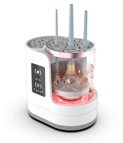 Electric Makeup Brush Cleaner, 850RPM Detachable Makeup Brush Washer Dryer with 2H 5H Timing Function, Clear View, for All Size Beauty Makeup Brush Set