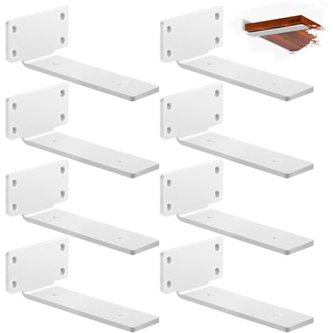 8 Pezzi Reggimensola, Staffe per Mensole Pesanti, Reggi Mensola da Muro, Reggimensola Invisibile - Bianco/20cm