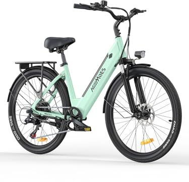 HillMiles MileCity1 26 Adult Electric Bike, 7-Speed 36V 13Ah Removable Battery, 25km/h & 80-100km Range E-bike For Urban Commuters, IP65 Waterproof (Green)