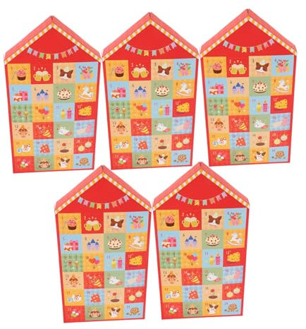 Ciieeo 5pcs DIY Advent Calendar Boxes Christmas Countdown Paper Candy Boxes Party Favors Empty for Christmas Calendar