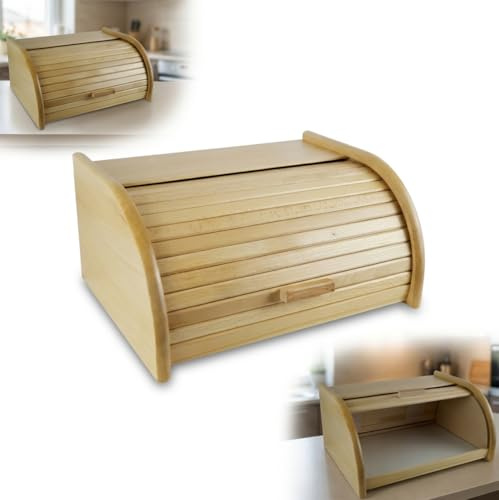 PEEWIT Contenedor de pan de madera pequeño de haya para pan 31 x 26 x 16 centímetros