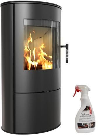 KRATKI Kaminofen aus stahl ROLLO bereit Satz Ø 150 7 kW mit Raumluftunabhängig, Bblass Verkleidung, freistehend, BImSchV 2, Staubauslass, 150 mm, EEK A Kaminofen HKI