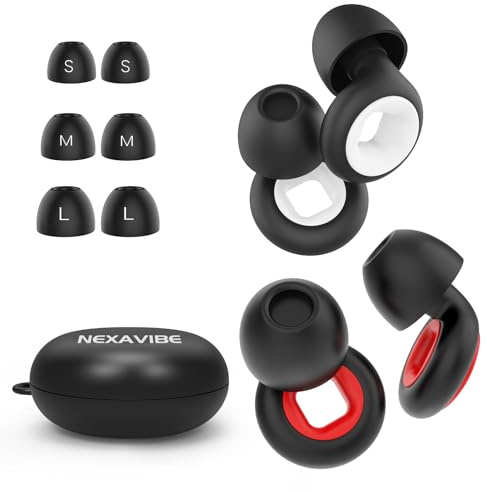 2 Paires de Bouchons d'Oreille Anti-Bruit 33 dB-Réutilisables en Silicone pour Adultes avec Étui, 3 Tailles pour Toutes les Oreilles - pour le Sommeil, Concerts, les Motos, le Travail et les Voyages