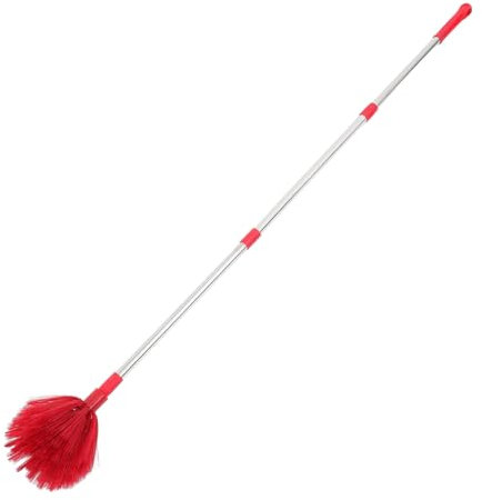 SHINEOFI Spider Web Brush 1.4m Extendable Red Pole, Ceiling Fan Cleaner and Outdoor Cobweb Duster for High Ceilings and Window Washing