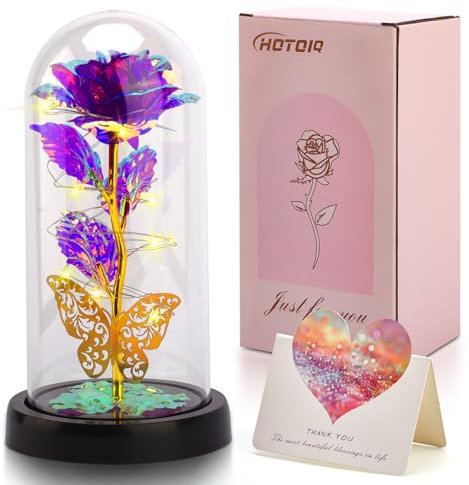 HOTOIQ Geschenke für Frauen,Ewige Rose Lila im Glas, Infinity Rosen Geschenk für Freundin Geburtstag,Mama Geburtstagsgeschenk Geschenke für Frauen,Mama,Oma,Freundin