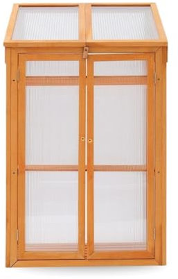 MEHRU 3-Tier Wooden Mini Greenhouse, Outdoor Plant Stand, Indoor Outdoor Garden Display Cabinet, Growth Cold Frame House, Garden Greenhouse Planting Storage for Growing Flowers/Plants. (51x69x120 cm)