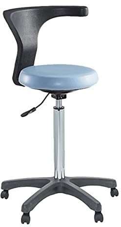 Verstellbarer Sattelhocker Stühle mit Rückenlehne, medizinischer Zahnarzt Sattelhocker Zahnarzt 360 Grad Drehung Armlehne PU Leder Assistent Hocker, A