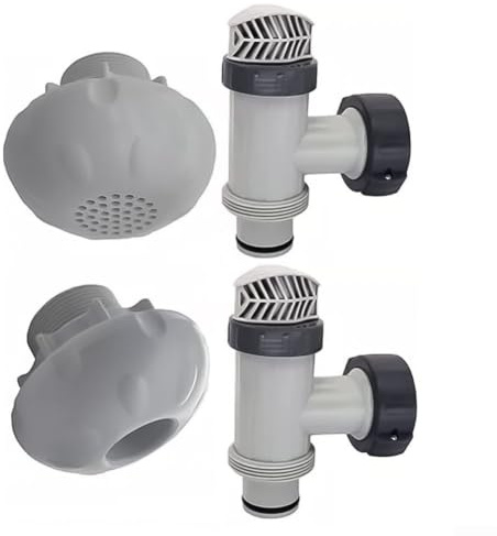 Sumsoctober Replacement Plunger Valve Set for for Intex Above Ground Pool Models 28633EG 28635EG – 1.5 Inch Hose Connector Kit with Inlet Outlet Nozzle and Grid for Easy Flow Control(2sets)