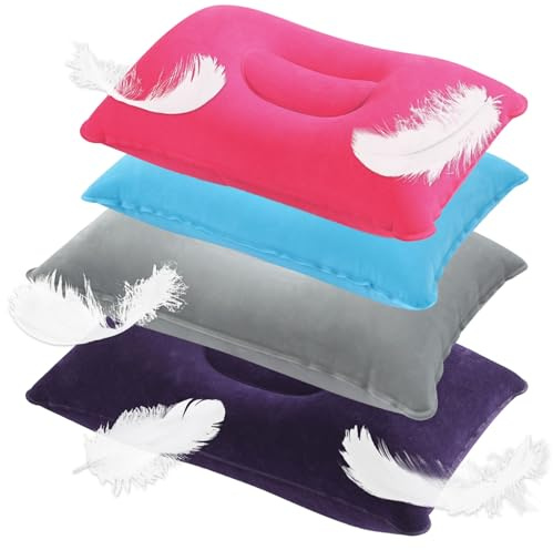 ZXTGBQ 4 Pezzi Cuscino Gonfiabile da Campeggio, Cuscino da Viaggio Ultraleggero, per Escursionismo, Backpacking, 34 x 22 CM, 43 x 27 CM