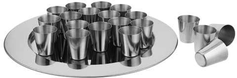 IMIKEYA Stainless Steel Communion Cups and Plates Set, 20pcs Stackable Church Worship Chalices, Metal Holy Ritual Drinking Glasses for Religious Services and Holy Communion