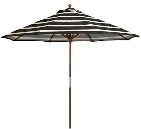 Ombrellone da giardino con puleggia di sollevamento, impermeabile, 8 stecche in legno, perfetto per terrazza, piscina, prato e spazi esterni