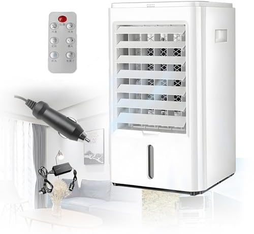 EpyGnom Aire Acondicionado Portátil Ventilador Aire Frio Silencioso para Coche con Control Remoto Pantalla Táctil 3 Velocidades 4 Bolsas de Hielo Enfriador de Aire Evaporativo Casa 24VHomeCar