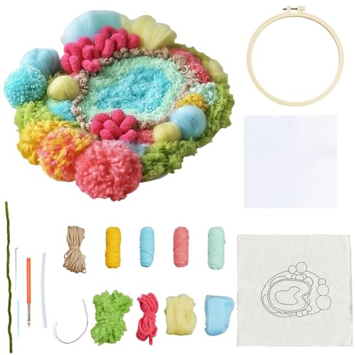 SUNNYCLUE Untersetzer Set Mit Stanznadel Stickerei Untersetzer Sommer Thema Bunt Gewebt Süß Tisch Untersetzer Für Kaffeegetränke DIY Set Mit Videoanleitung Für Erwachsene Kunstwerk Basteln Tischdekora